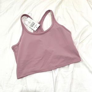 Halara Lilac Pink Racerback Tank Crop Top Brami with Removable Padding Medium M